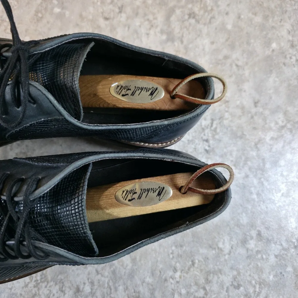 John Varvatos Dark Blue Leather Textured Derby Shoes Men's Size 10 M *Read Desc